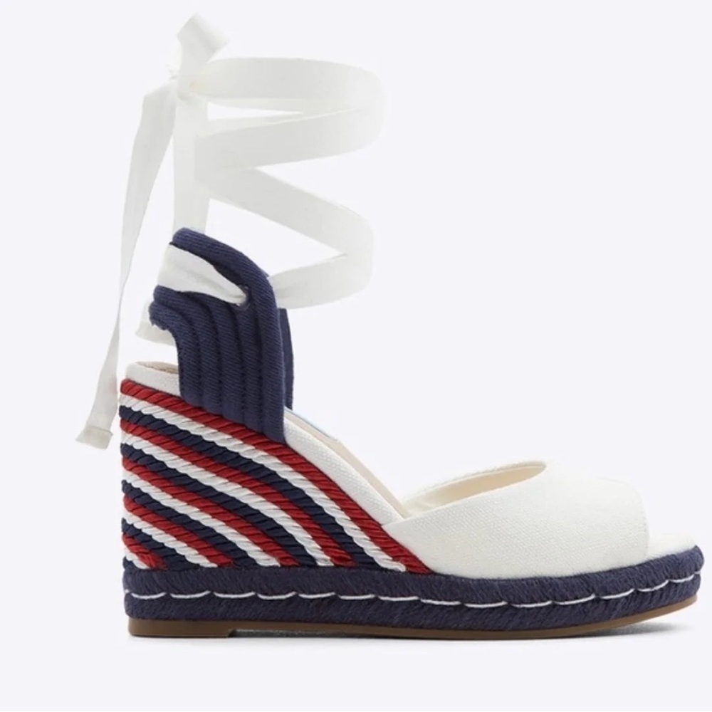 Draper James White/Blue/Red Lace Up Espadrilles Size 10, NWT - Picture 3 of 13
